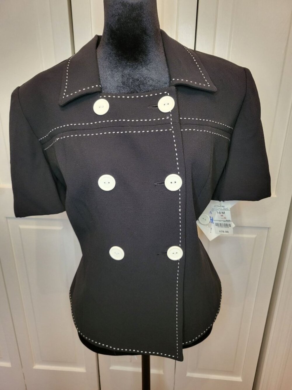 NWT Vintage 90s Danny & Nicole Black Double Breasted  Jacket 16 Twee Old Money